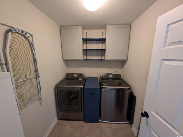 236 Haley Brooke Dr, Conway, SC 29526 - laundry room featuring separate washer and dryer, cabinet space, and light tile patterned flooring