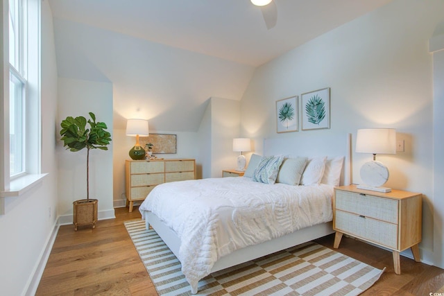 1627 Sayebrook Pkwy, Myrtle Beach, SC 29588 - bedroom with wood finished floors, vaulted ceiling, and a ceiling fan