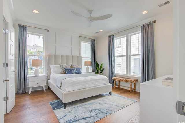 1627 Sayebrook Pkwy, Myrtle Beach, SC 29588 - bedroom with light wood-style flooring, ceiling fan, and recessed lighting