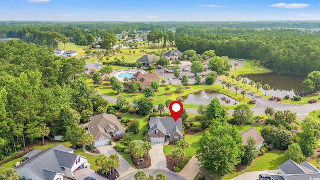 312 Caldera Ct, Murrells Inlet, SC 29576 - aerial perspective of suburban area with a large body of water and a forest