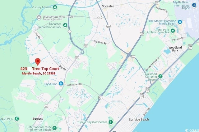 423 Tree Top Ct Unit 23-B, Myrtle Beach, SC 29588 - map of property with streets / nearby areas