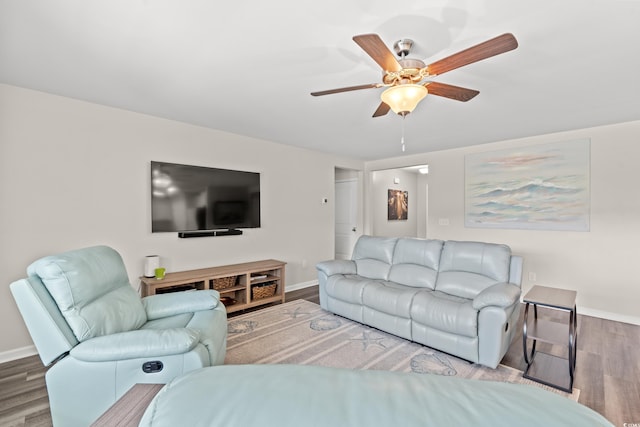 1108 Donald St, Conway, SC 29527 - living area with wood finished floors and a ceiling fan