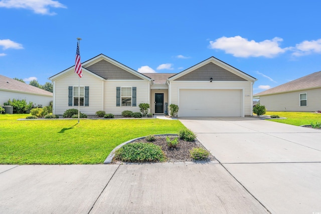 1108 Donald St, Conway, SC 29527 - ranch-style home with an attached garage, concrete driveway, and a front yard