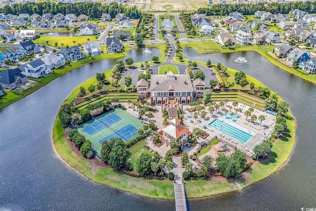 1112 Whispering Winds Dr, Myrtle Beach, SC 29579 - aerial perspective of suburban area featuring a nearby body of water and a pool
