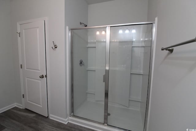 2681 Ophelia Way, Myrtle Beach, SC 29577 - bathroom featuring a shower stall and wood finished floors