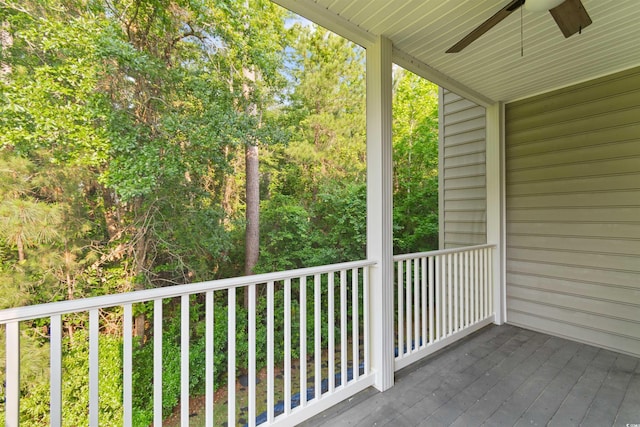 5870 Longwood Dr Unit 201, Murrells Inlet, SC 29576 - wooden deck with a ceiling fan