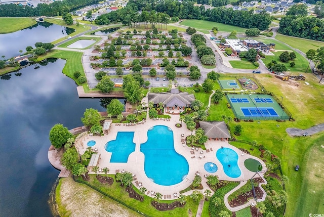 2818 Sanctuary Blvd, Conway, SC 29526 - bird's eye view of a pool area and a large body of water