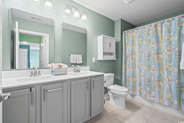 1007 Oak Marsh Ln, North Myrtle Beach, SC 29582 - full bath featuring double vanity, tile patterned flooring, and a shower with shower curtain