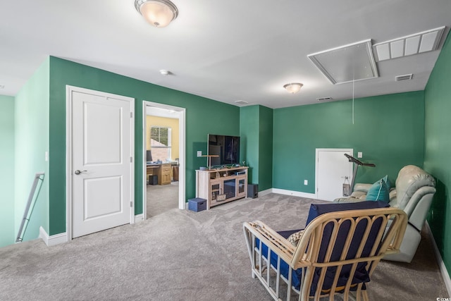 1007 Oak Marsh Ln, North Myrtle Beach, SC 29582 - living area with attic access and carpet flooring