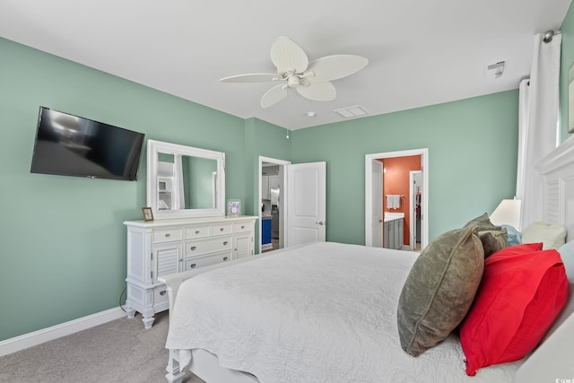 1007 Oak Marsh Ln, North Myrtle Beach, SC 29582 - carpeted bedroom featuring a ceiling fan and connected bathroom