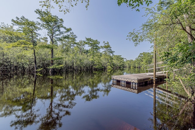 520 Oak Pond Ct, Conway, SC 29526 - dock area with a water view and a forest view