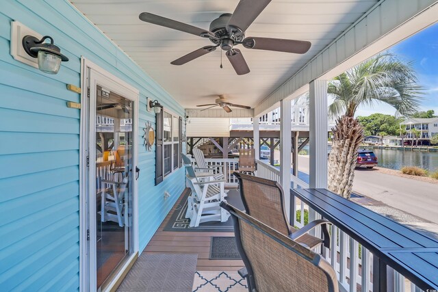 6001-Q21 S Kings Hwy, Myrtle Beach, SC 29575 - porch with a water view and ceiling fan