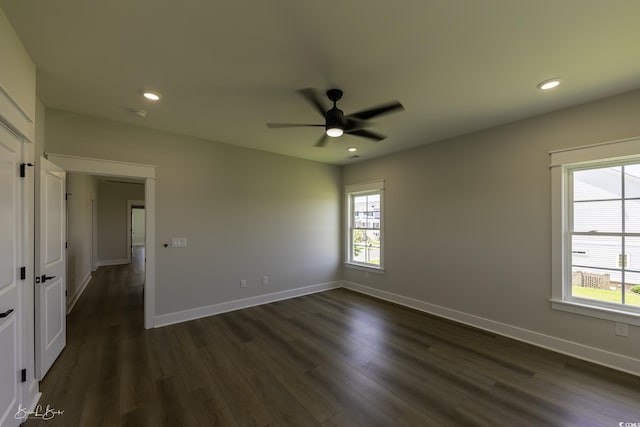 287 W Palms Dr, Myrtle Beach, SC 29579 - spare room with dark wood-style flooring, ceiling fan, and recessed lighting