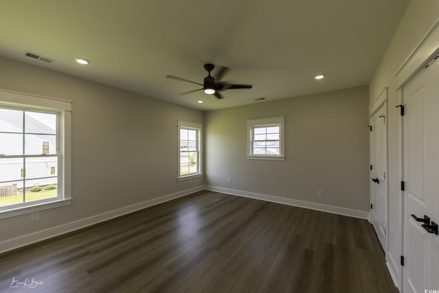 287 W Palms Dr, Myrtle Beach, SC 29579 - unfurnished bedroom featuring dark wood-type flooring, recessed lighting, and ceiling fan