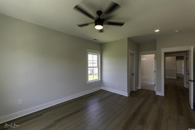 287 W Palms Dr, Myrtle Beach, SC 29579 - unfurnished bedroom featuring dark wood-type flooring, a ceiling fan, and recessed lighting