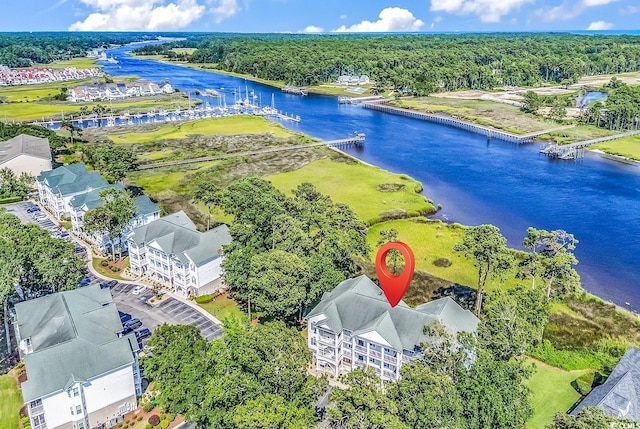 4400 Turtle Ln Unit 2-D, Little River, SC 29566 - bird's eye view of a nearby body of water and a forest