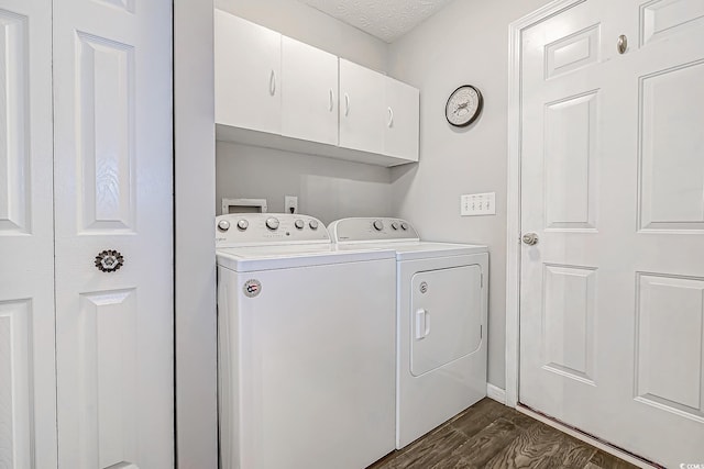 2479 Burning Tree Ln, Little River, SC 29566 - laundry area with independent washer and dryer, cabinet space, and dark wood finished floors