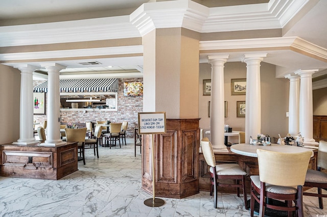 9650 Shore Dr Unit 209, Myrtle Beach, SC 29572 - dining space featuring marble finish floors