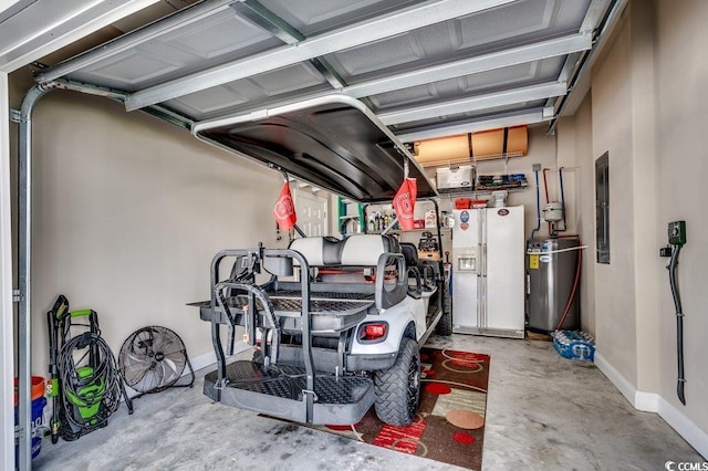 1733 24th Ave N, North Myrtle Beach, SC 29582 - garage featuring white refrigerator with ice dispenser and electric panel