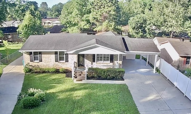 616 Mckinley Way, Conway, SC 29526 - single story home featuring driveway, a carport, brick siding, a porch, and a shingled roof