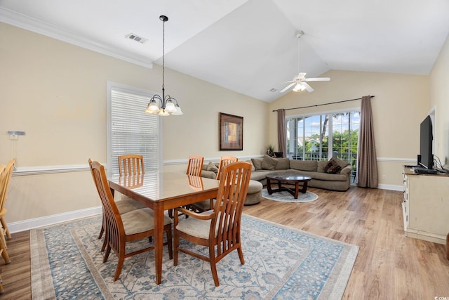 139 Avian Dr Unit 6-201, Pawleys Island, SC 29585 - dining space with ceiling fan, light wood finished floors, a chandelier, and lofted ceiling