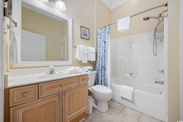 139 Avian Dr Unit 6-201, Pawleys Island, SC 29585 - full bathroom with tile patterned flooring, vanity, shower / tub combo, and ornamental molding
