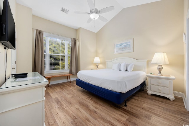139 Avian Dr Unit 6-201, Pawleys Island, SC 29585 - bedroom with vaulted ceiling, light wood-style floors, and ceiling fan
