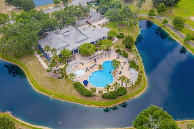 LOT142 Millbank Rd, Georgetown, SC 29440 - drone / aerial view of a pool and a nearby body of water