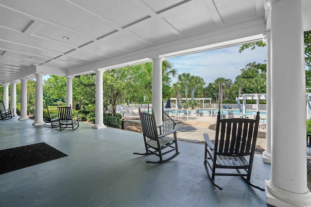 LOT142 Millbank Rd, Georgetown, SC 29440 - view of patio featuring a community pool and view of wooded area