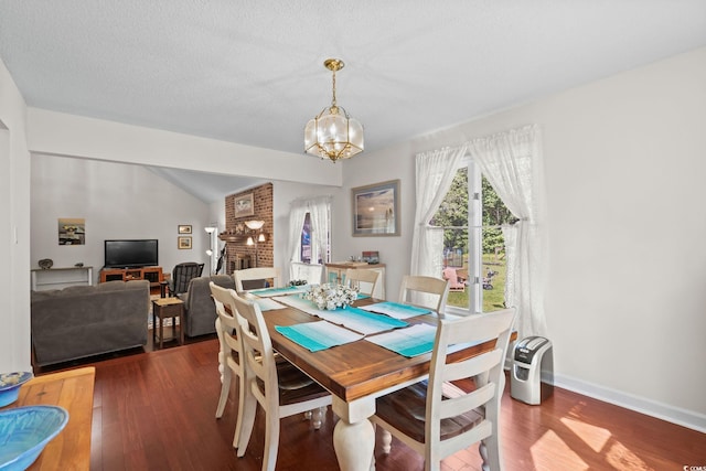 528 George Washington Trl, Georgetown, SC 29440 - dining room with a chandelier, wood finished floors, and lofted ceiling