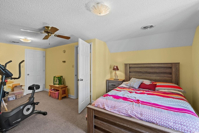 528 George Washington Trl, Georgetown, SC 29440 - bedroom with carpet, a textured ceiling, and a ceiling fan