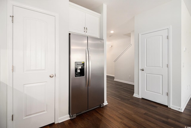 4051 Mclamb Ave Unit 4051, Little River, SC 29566 - kitchen with stainless steel fridge, dark wood-style flooring, white cabinetry, and recessed lighting