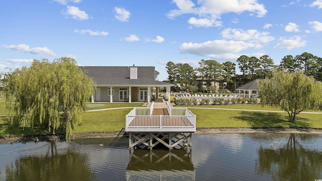 4051 Mclamb Ave Unit 4051, Little River, SC 29566 - dock area with a water view and a yard