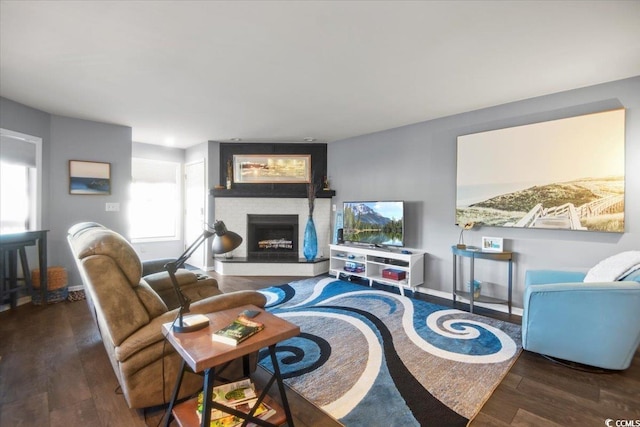 4222 Pinehurst Dr Unit I-9, Little River, SC 29566 - living area with a large fireplace and wood finished floors