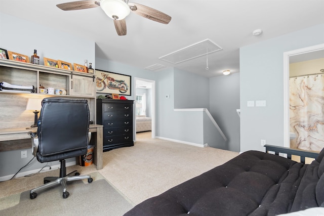 864 Barn Owl Ct Unit 864, Myrtle Beach, SC 29579 - office featuring attic access, carpet floors, and a ceiling fan