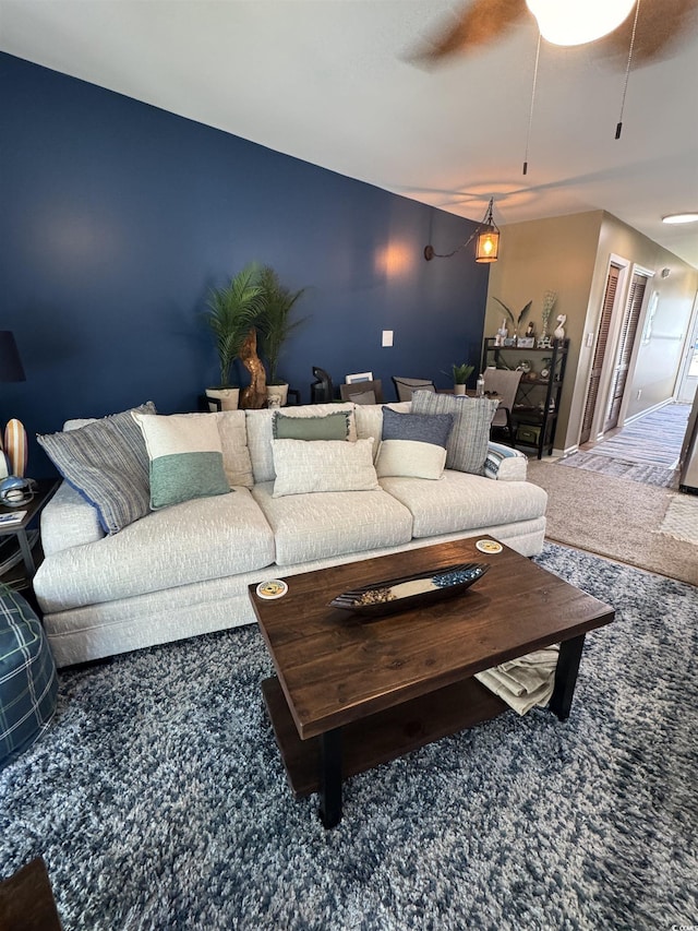 1851 Colony Dr Unit 5M, Surfside Beach, SC 29575 - living area with carpet flooring and ceiling fan