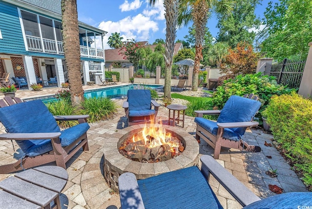 315 14th Ave N, Surfside Beach, SC 29575 - view of patio / terrace with a fire pit and stairs