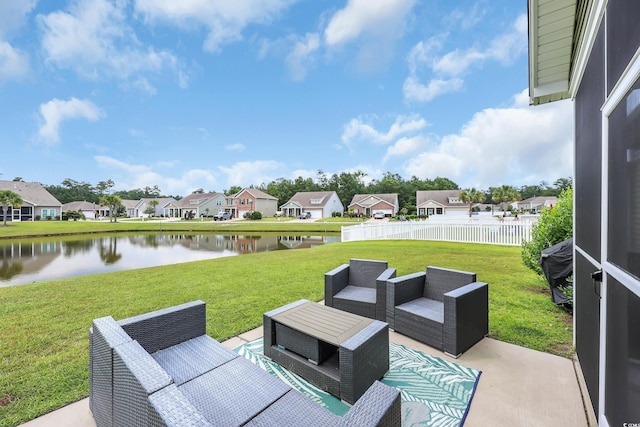 1276 Brighton Hill Ave, Myrtle Beach, SC 29588 - view of patio with an outdoor living space, a water view, and a residential view