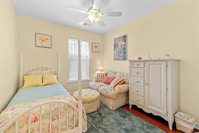 2761 Kruzel St Unit H, Myrtle Beach, SC 29577 - bedroom with dark wood-type flooring and a ceiling fan