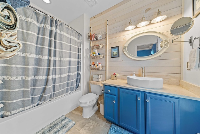 2761 Kruzel St Unit H, Myrtle Beach, SC 29577 - full bath with wood walls, vanity, and shower / bath combination with curtain