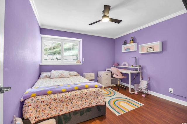 10301 N Kings Hwy Unit 21-4, Myrtle Beach, SC 29572 - bedroom featuring ornamental molding, wood finished floors, and ceiling fan