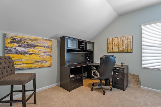 2384 Heritage Loop Unit 2384, Myrtle Beach, SC 29577 - office area featuring lofted ceiling, light carpet, and healthy amount of natural light
