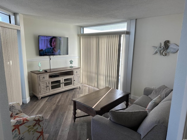 504 Ocean Blvd N Unit 410, Myrtle Beach, SC 29577 - living area with wood finished floors, plenty of natural light, and a textured ceiling