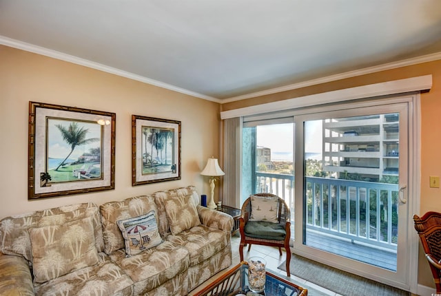200 S Ocean Blvd Unit 3-B, North Myrtle Beach, SC 29582 - living area featuring crown molding