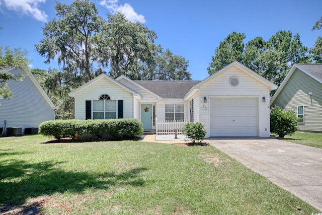 23 Robert Conway Ct, Georgetown, SC 29440 - ranch-style home featuring a garage, driveway, a front yard, and roof with shingles