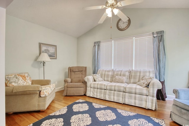 23 Robert Conway Ct, Georgetown, SC 29440 - living area featuring vaulted ceiling, ceiling fan, and wood finished floors