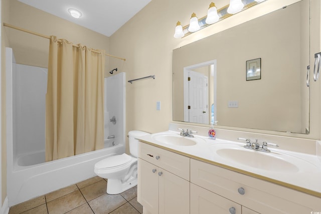 817 S Ocean Blvd Unit 201, North Myrtle Beach, SC 29582 - full bathroom with shower / bath combination with curtain, tile patterned flooring, and double vanity