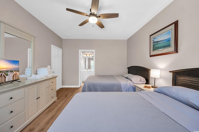 4502 Ailsa Ct Unit B, Conway, SC 29526 - bedroom featuring light wood-type flooring, ensuite bathroom, and ceiling fan