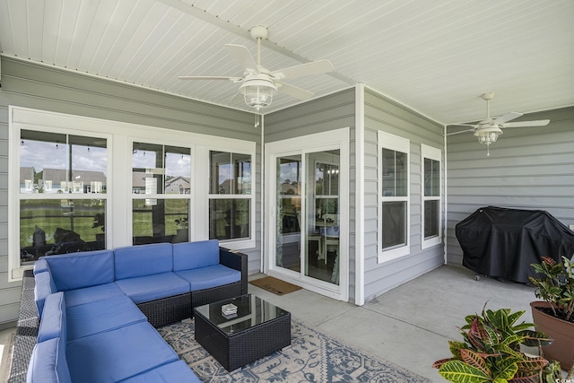 860 Brant St, Myrtle Beach, SC 29579 - sunroom featuring ceiling fan and outdoor lounge area