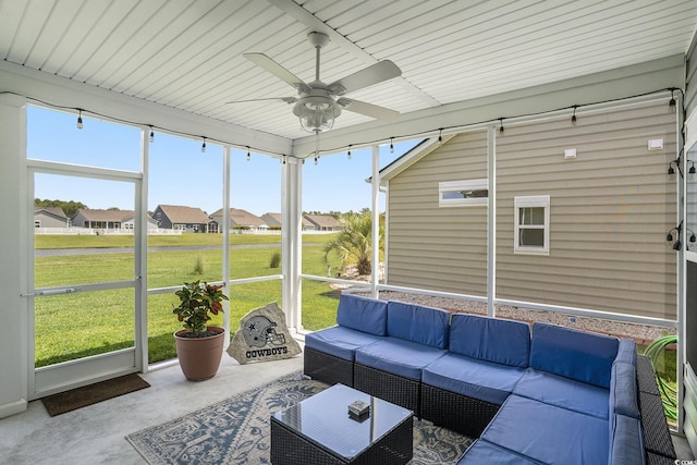 860 Brant St, Myrtle Beach, SC 29579 - sunroom featuring ceiling fan, an outdoor hangout area, and plenty of natural light